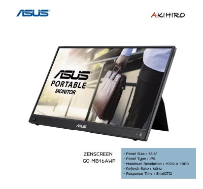 MONITOR (จอมอนิเตอร์) ASUS ZENSCREEN GO MB16AWP  - 15.6"  Wireless Portable IPS, USB Type-C, mini HDMI 3Y 3M